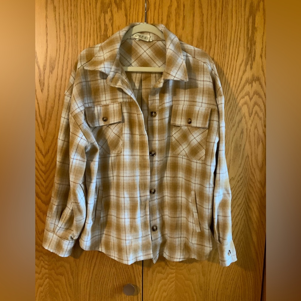 Plaid Yellow Button Up for Women